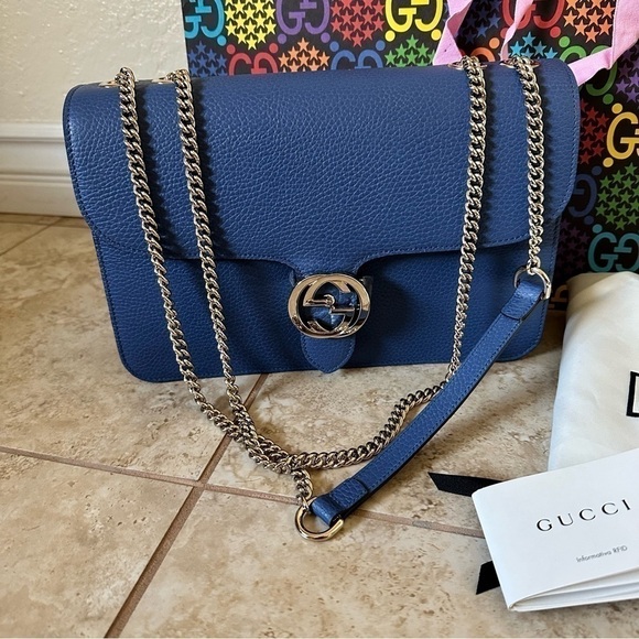 NEW authentic GUCCI Medium Dollar Interlocking G leather Shoulder Bag - Picture 5 of 13